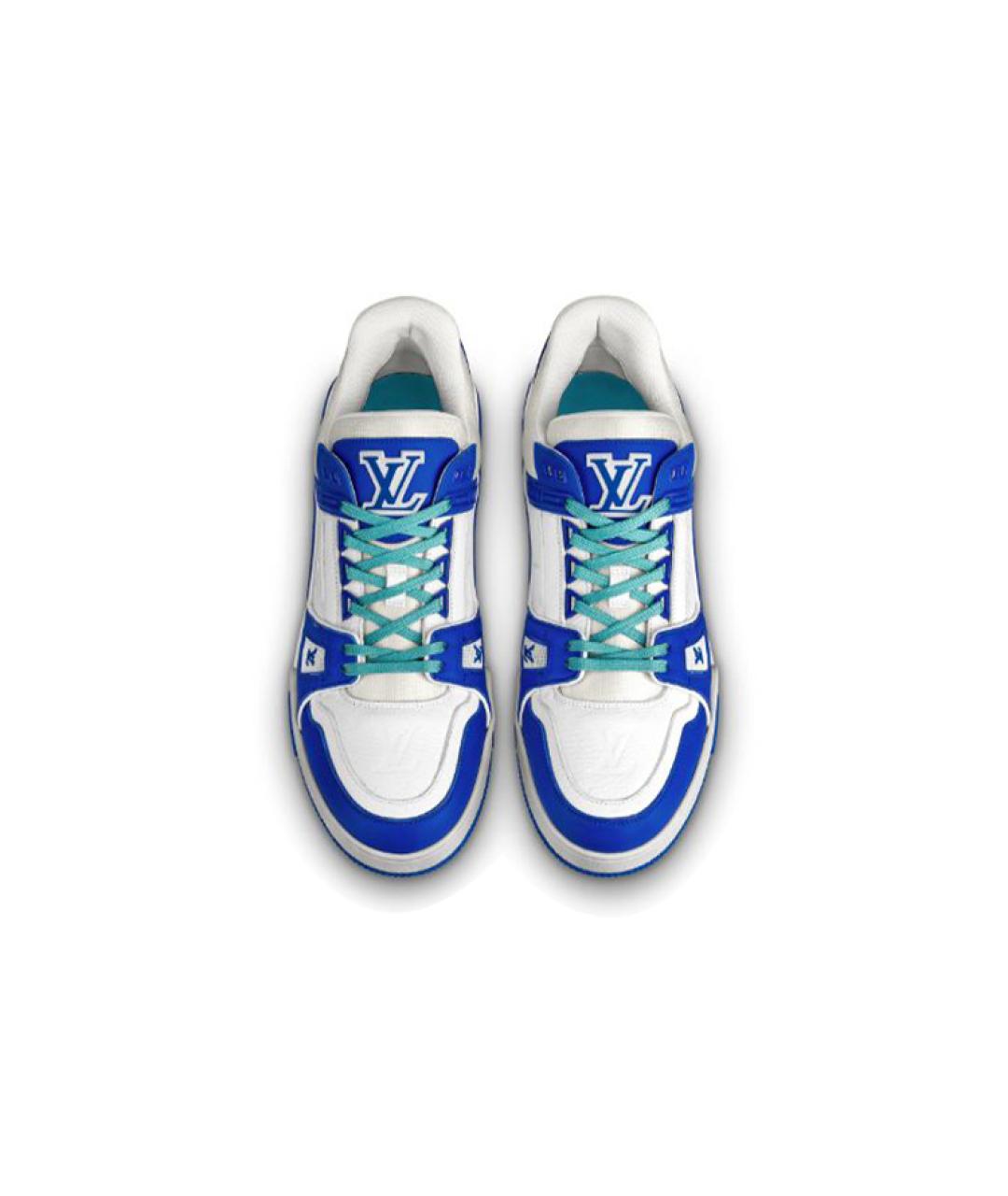 LOUIS VUITTON Синие кожаные низкие кроссовки / кеды, фото 4