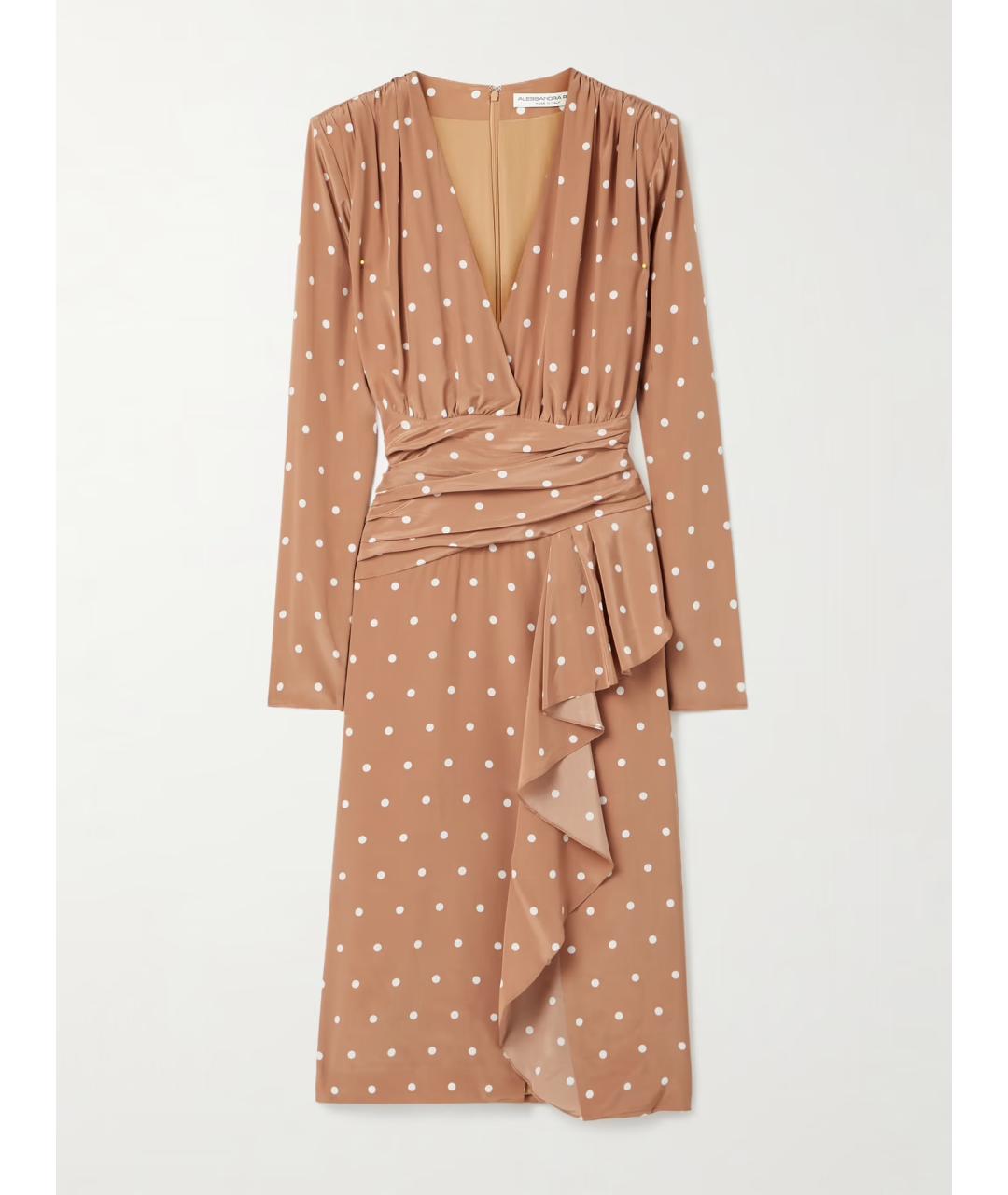 ALESSANDRA RICH Коричневое шелковое коктейльное платье, фото 7