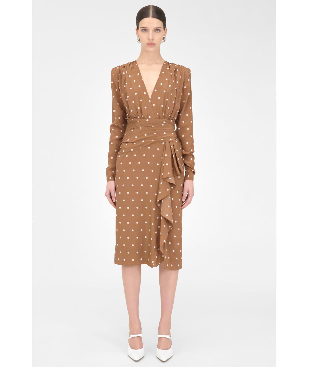 ALESSANDRA RICH Коричневое шелковое коктейльное платье, фото 4