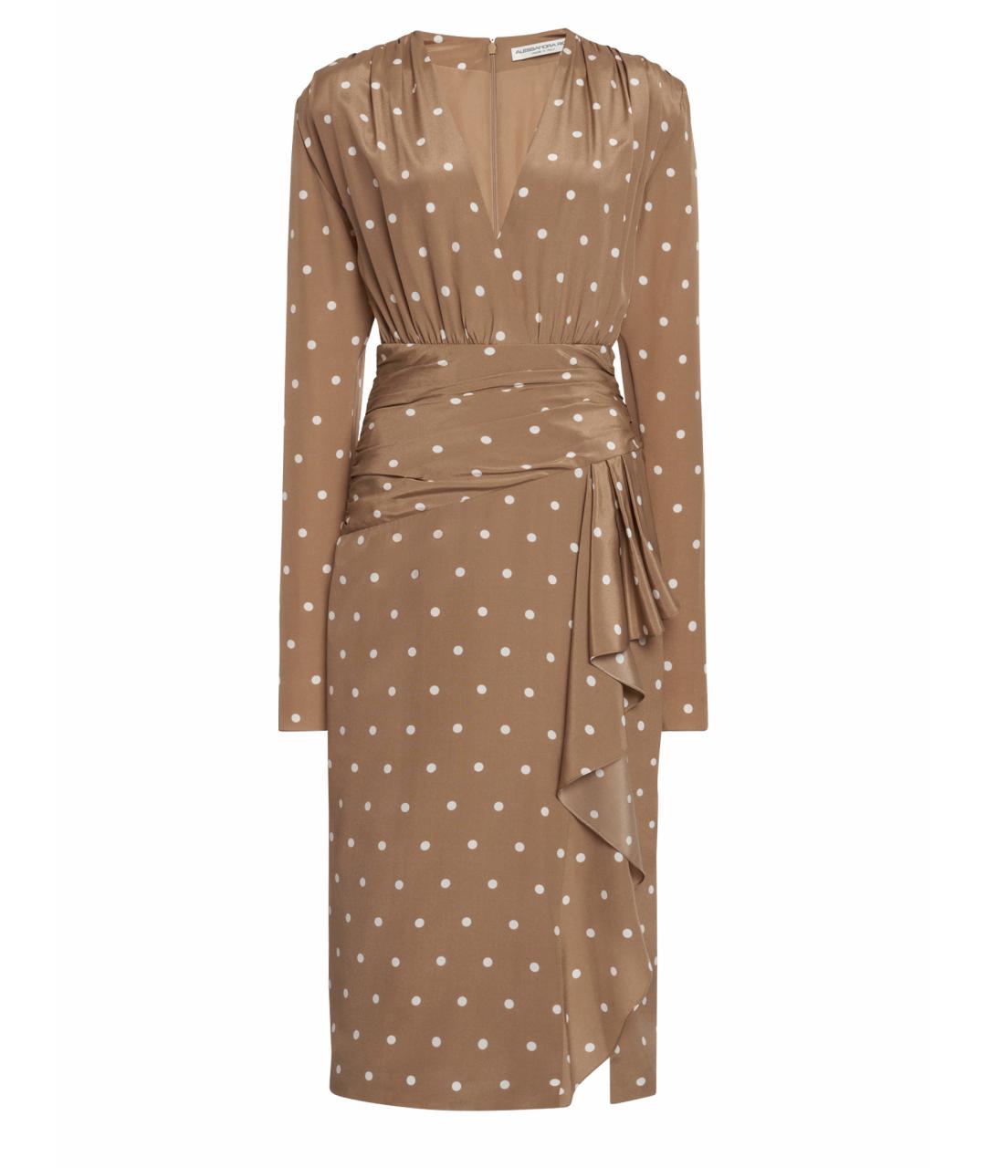 ALESSANDRA RICH Коричневое шелковое коктейльное платье, фото 1