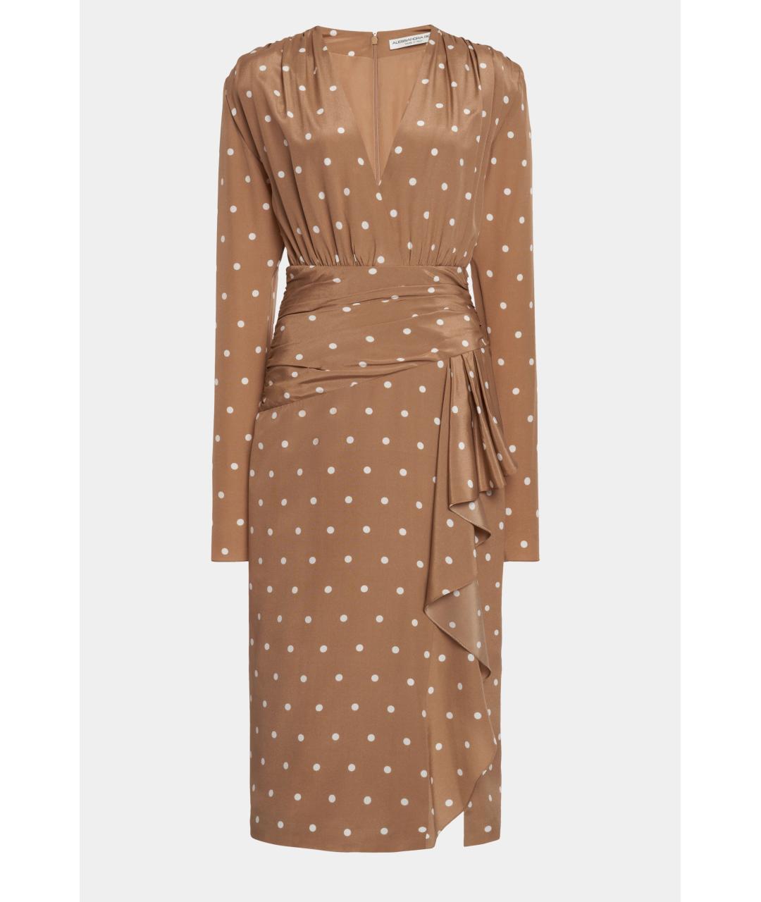 ALESSANDRA RICH Коричневое шелковое коктейльное платье, фото 8