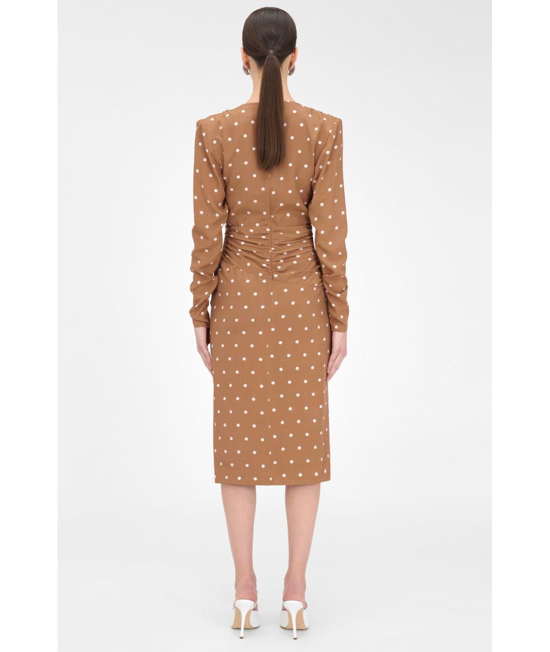 ALESSANDRA RICH Коричневое шелковое коктейльное платье, фото 5