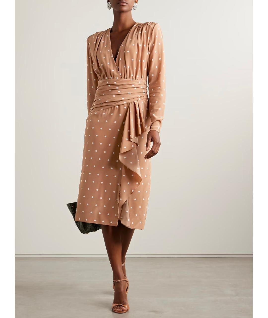 ALESSANDRA RICH Коричневое шелковое коктейльное платье, фото 2