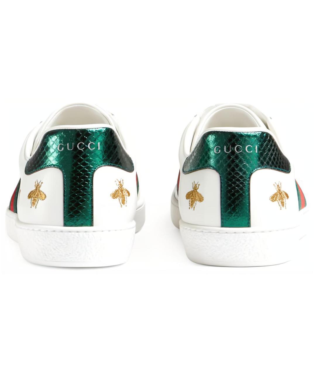 GUCCI Белые кожаные низкие кроссовки / кеды, фото 5