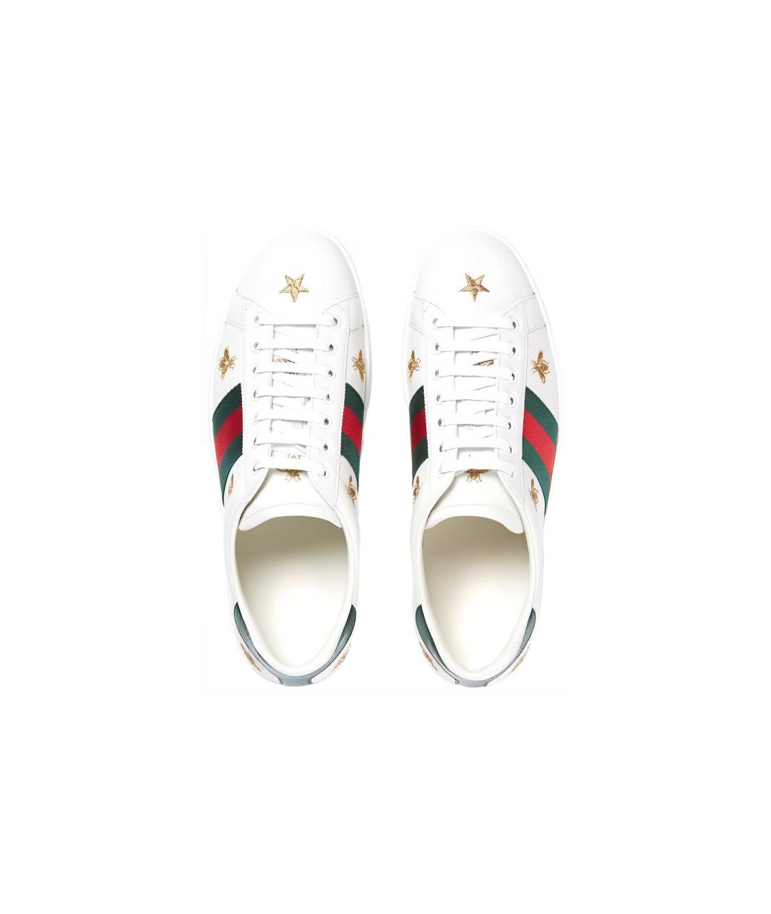 GUCCI Белые кожаные низкие кроссовки / кеды, фото 4