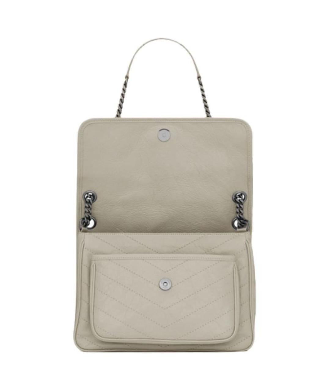 SAINT LAURENT Серая кожаная сумка через плечо, фото 5