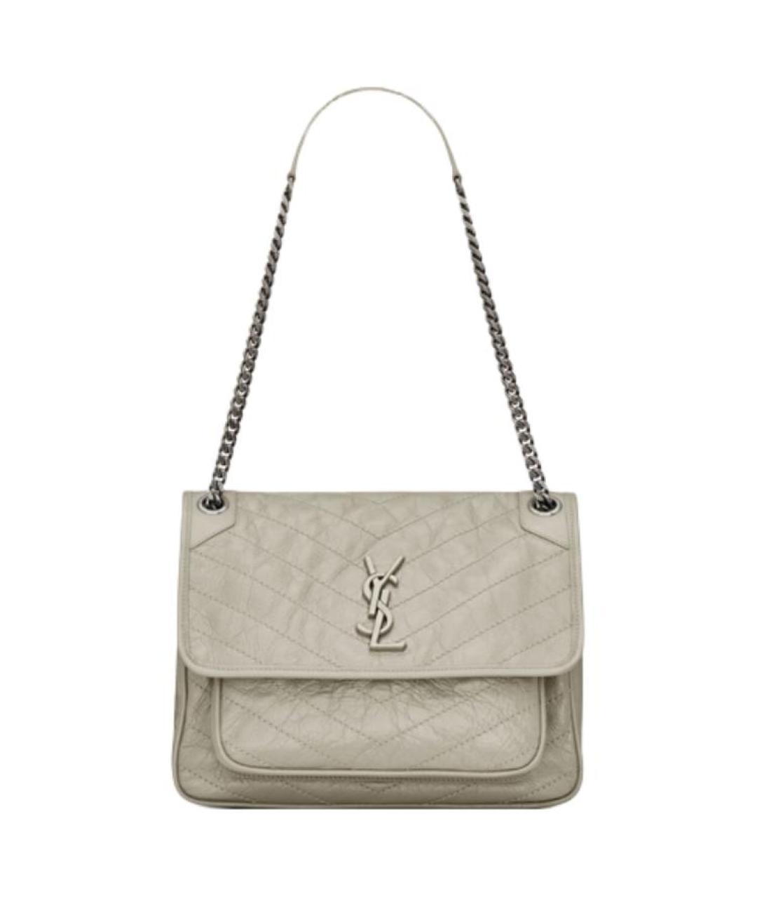 SAINT LAURENT Серая кожаная сумка через плечо, фото 1