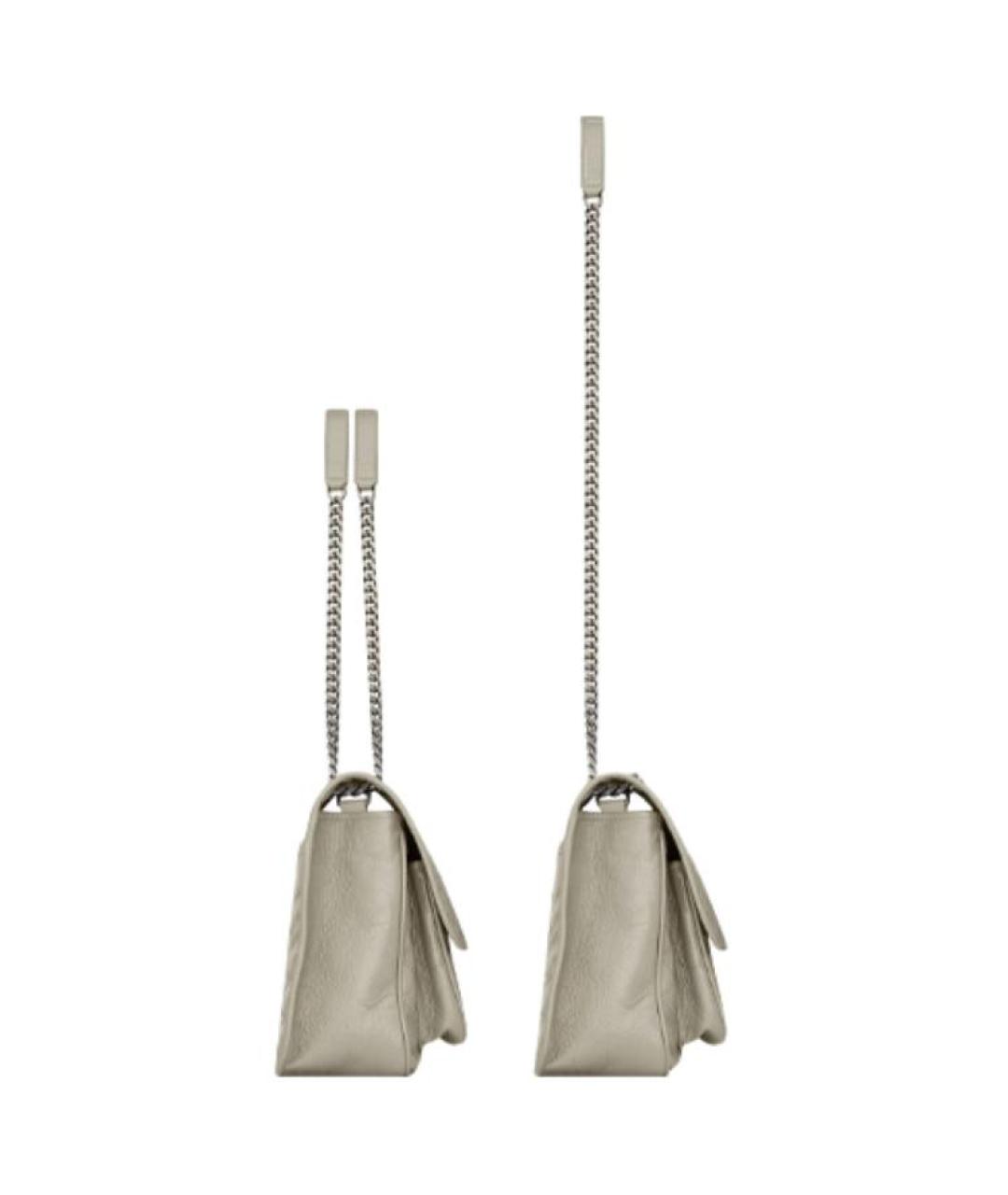 SAINT LAURENT Серая кожаная сумка через плечо, фото 4