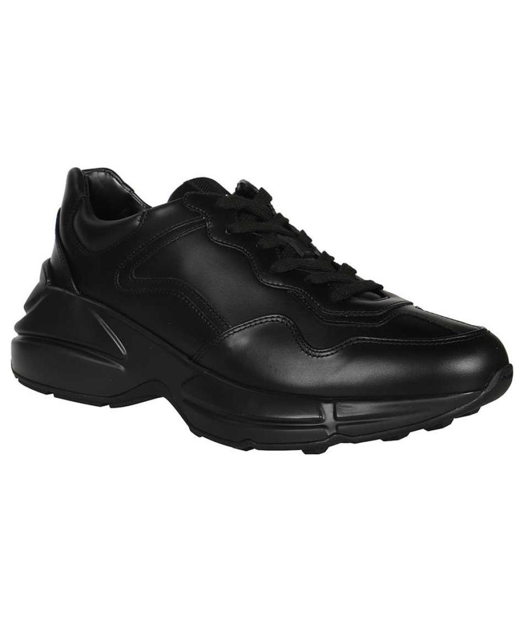 GUCCI Черные кожаные кроссовки, фото 4