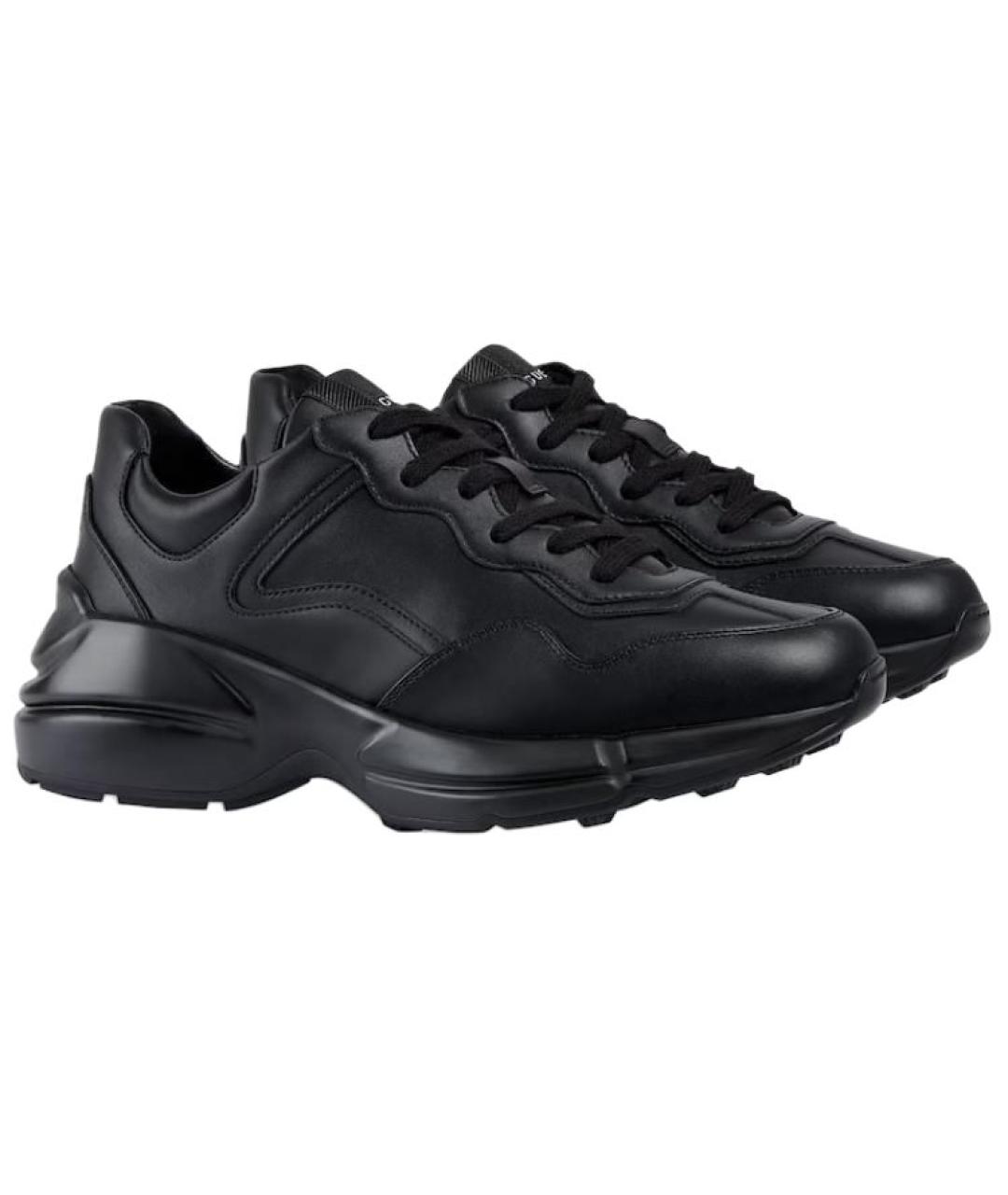 GUCCI Черные кожаные кроссовки, фото 3