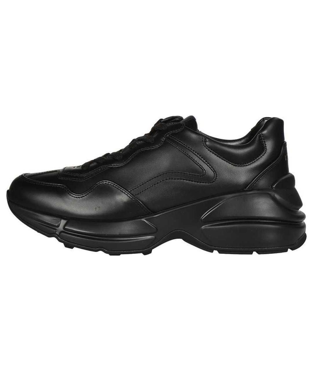 GUCCI Черные кожаные кроссовки, фото 2