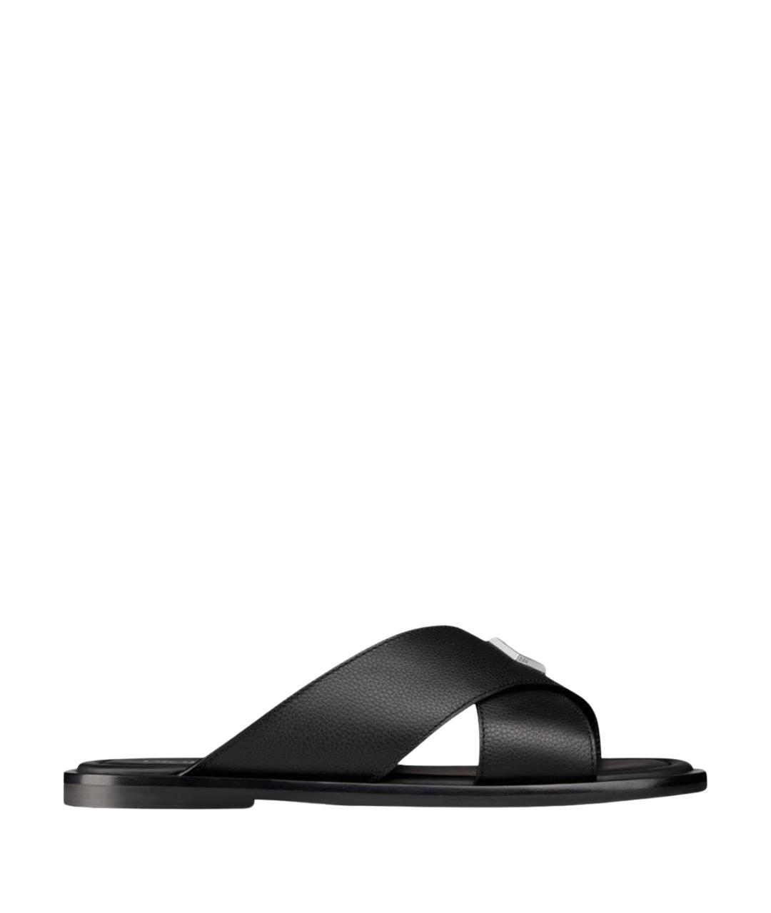 CHRISTIAN DIOR Черные кожаные сандалии, фото 1