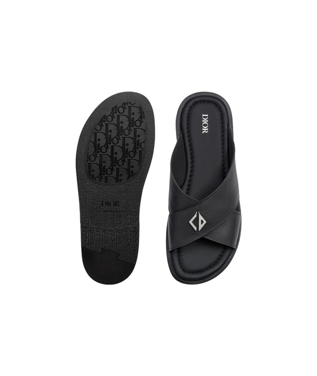 CHRISTIAN DIOR Черные кожаные сандалии, фото 5