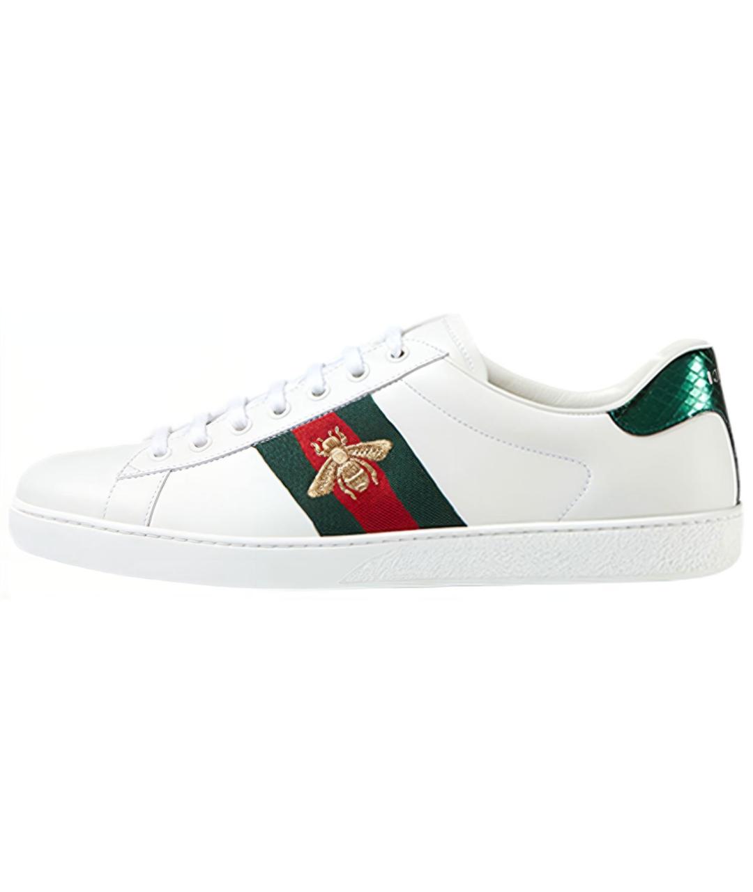 GUCCI Белые кожаные кеды, фото 2