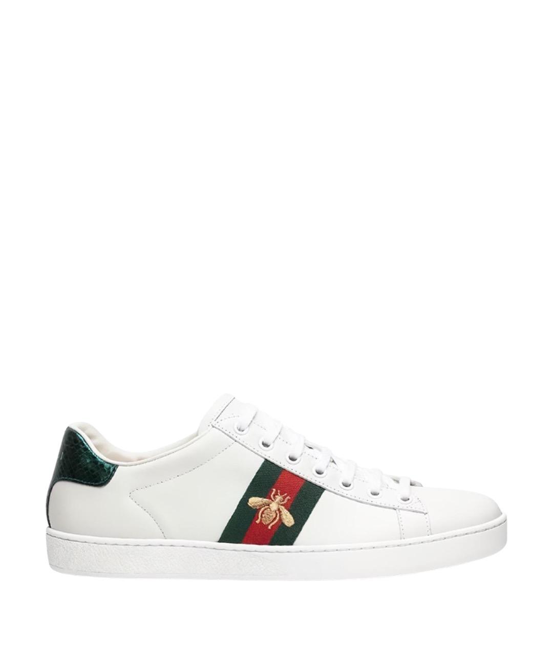 GUCCI Белые кожаные кеды, фото 1