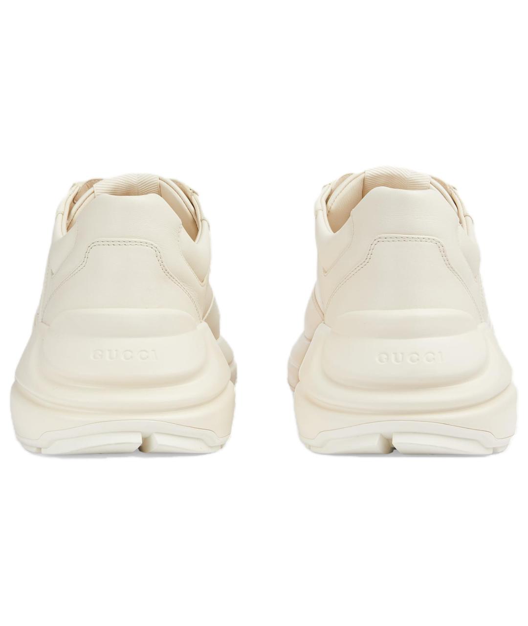 GUCCI Бежевые кожаные высокие кроссовки / кеды, фото 4