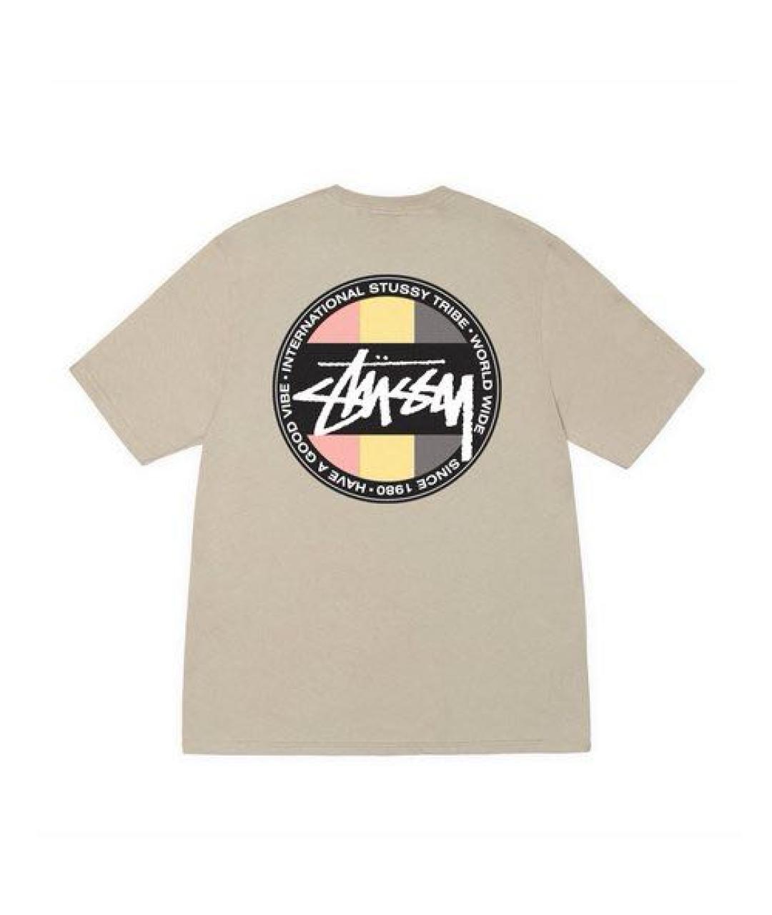 STUSSY Хаки хлопковая футболка, фото 2