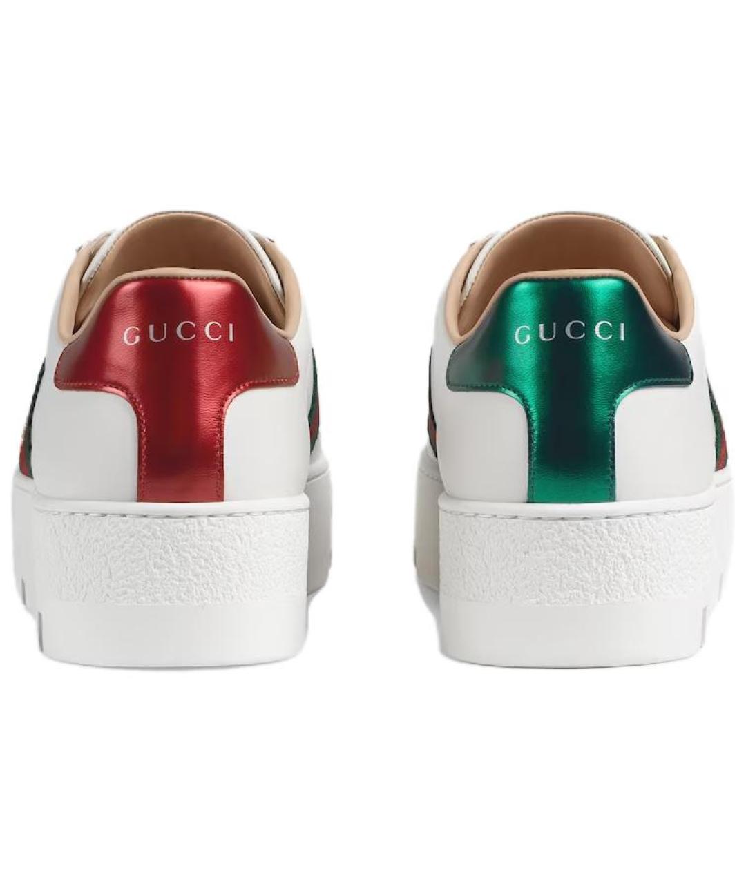 GUCCI Белые кожаные кеды, фото 5