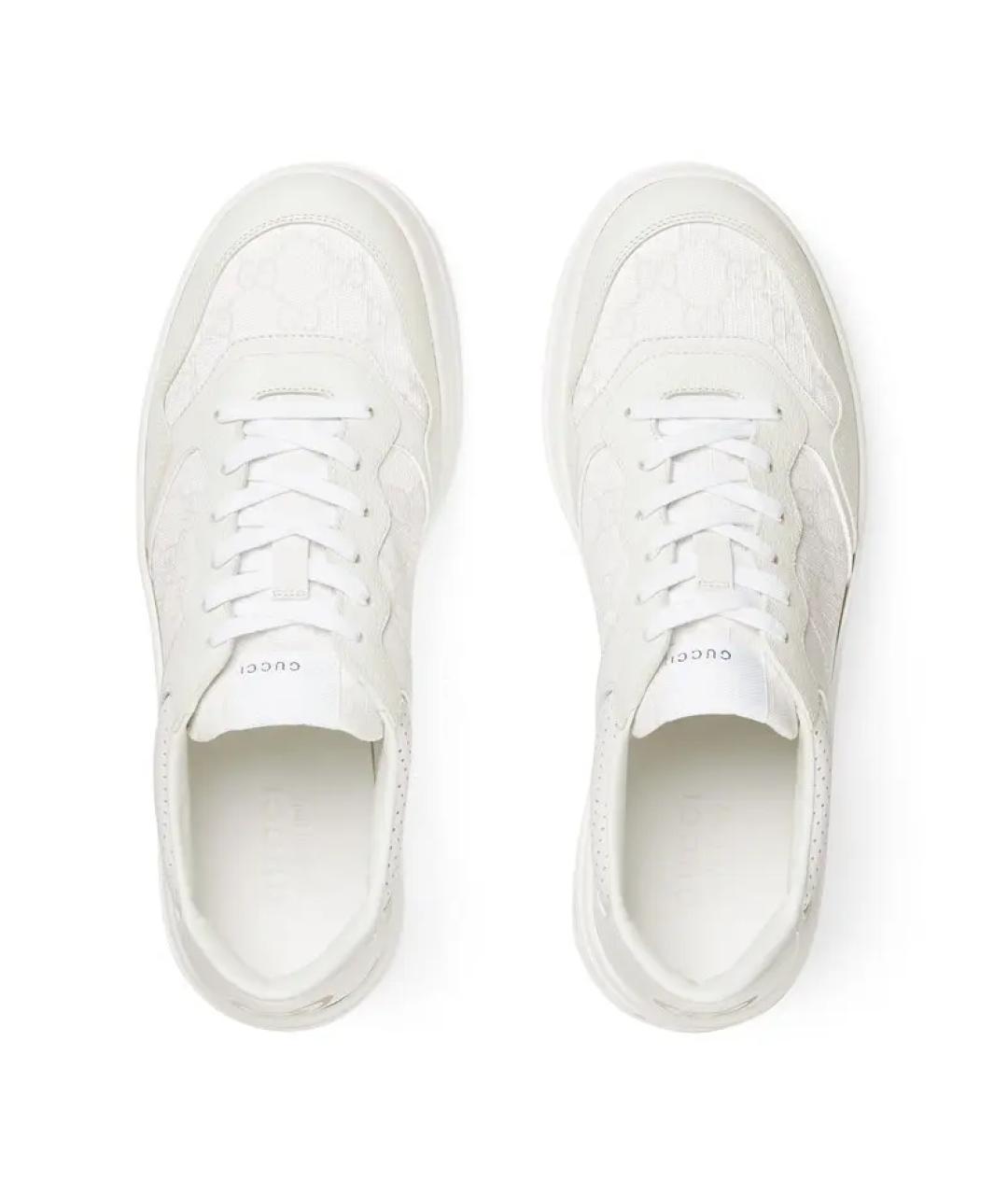 GUCCI Белые кожаные низкие кроссовки / кеды, фото 4