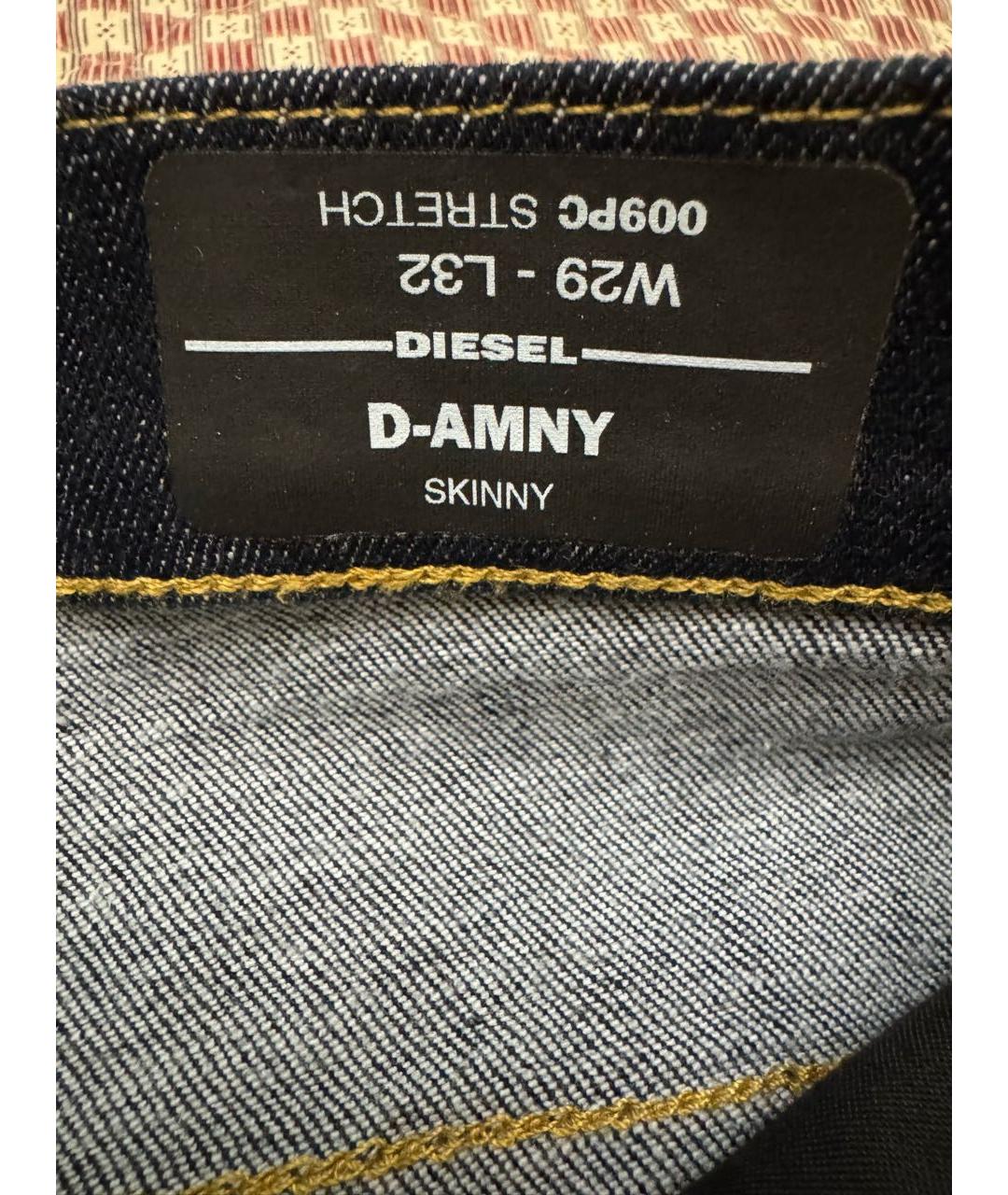 DIESEL Темно-синие хлопко-эластановые джинсы скинни, фото 5