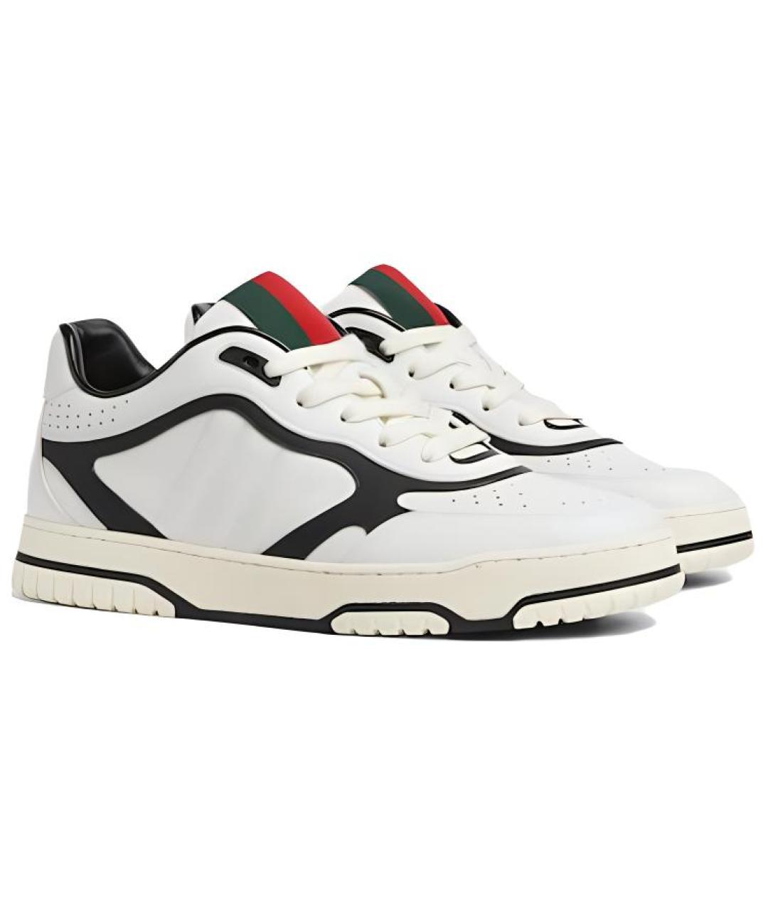 GUCCI Белые кожаные низкие кроссовки / кеды, фото 3