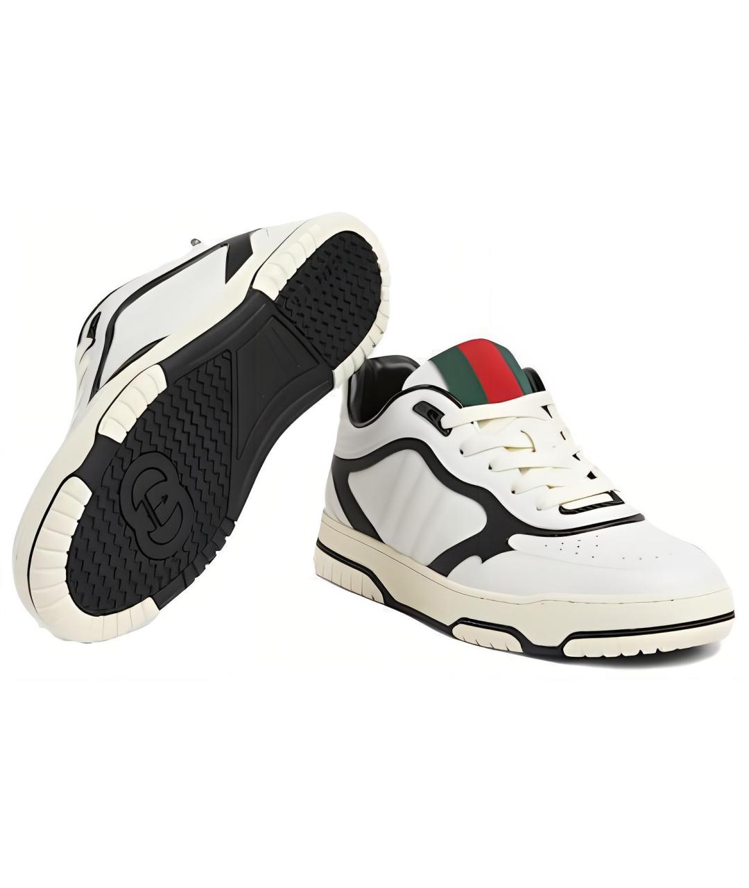 GUCCI Белые кожаные низкие кроссовки / кеды, фото 6