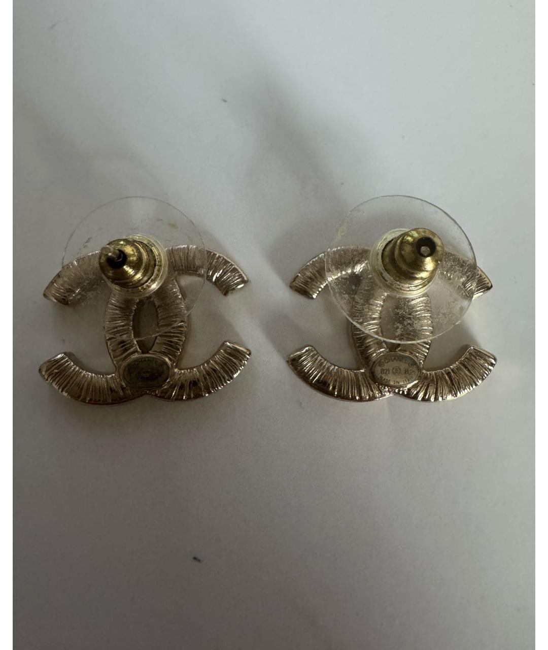 CHANEL Золотые металлические серьги, фото 2