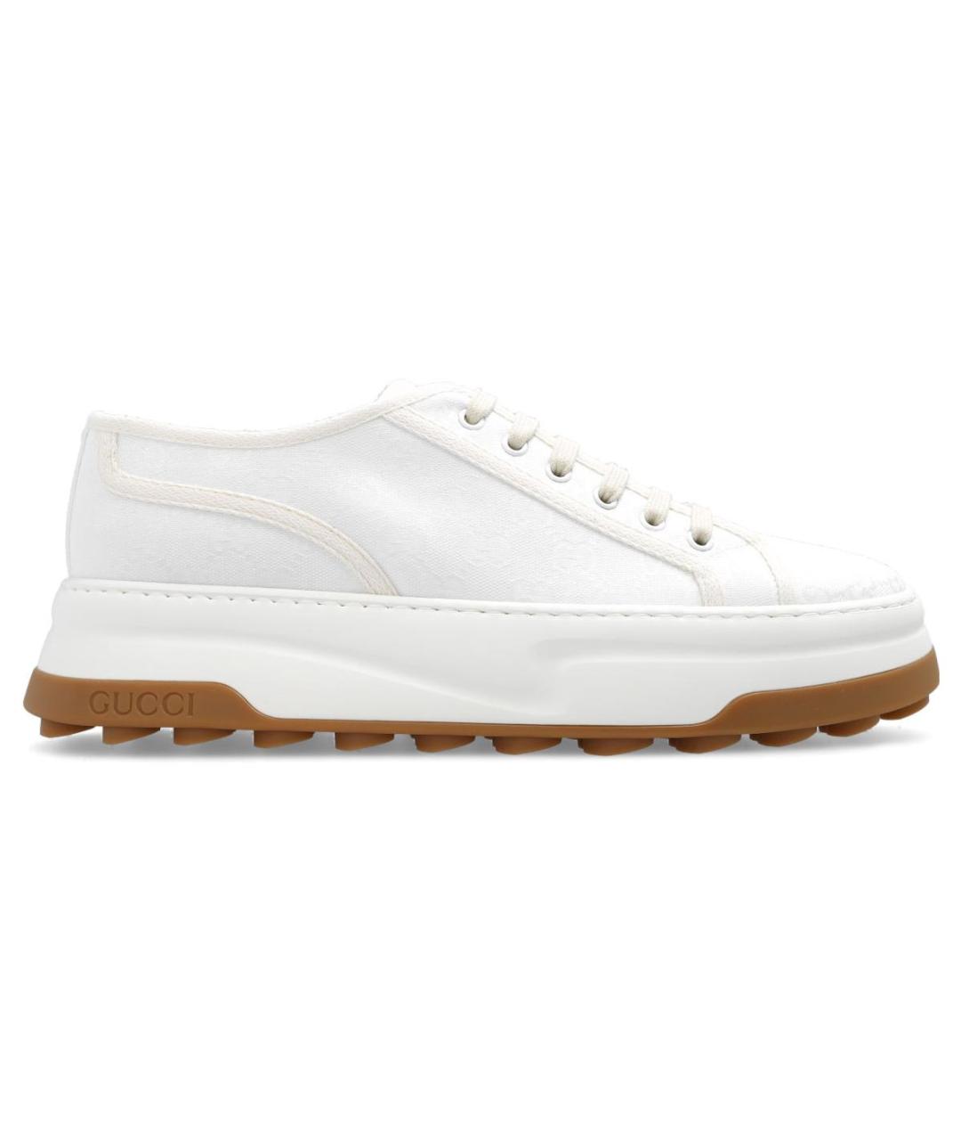 GUCCI Белые текстильные низкие кроссовки / кеды, фото 1