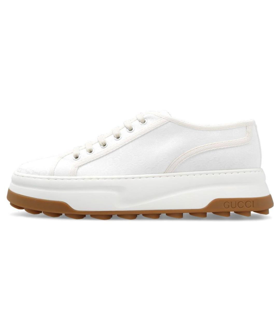 GUCCI Белые текстильные низкие кроссовки / кеды, фото 2