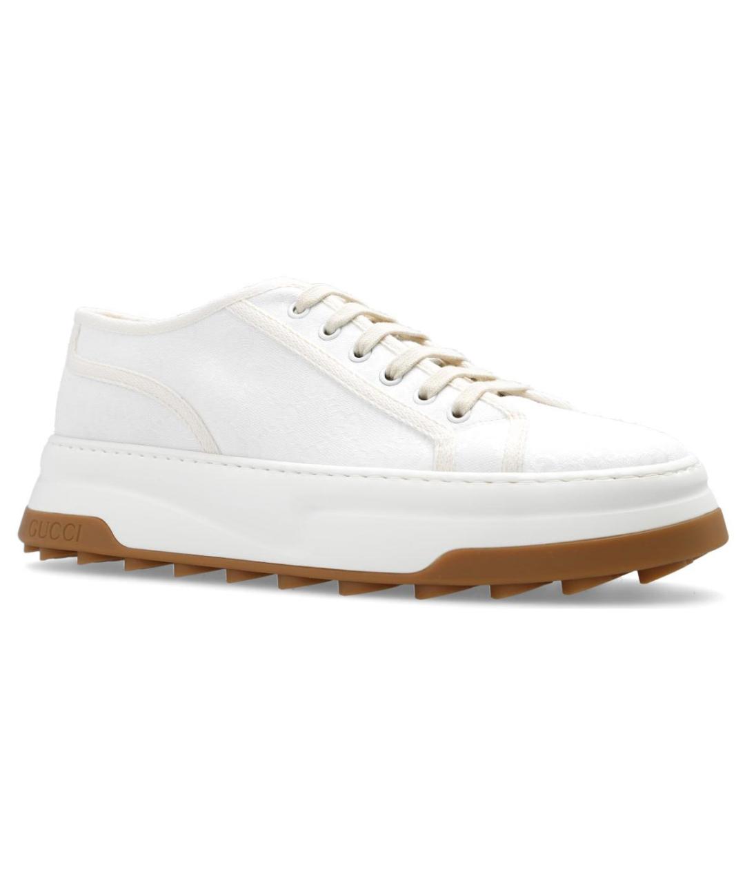 GUCCI Белые текстильные низкие кроссовки / кеды, фото 3