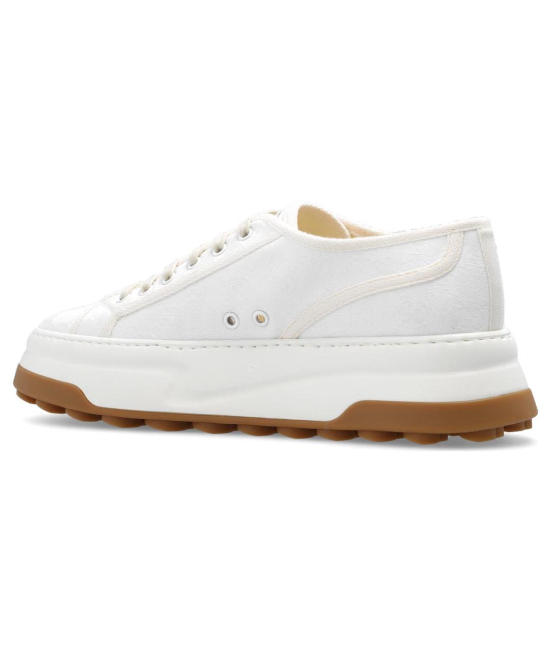 GUCCI Белые текстильные низкие кроссовки / кеды, фото 4