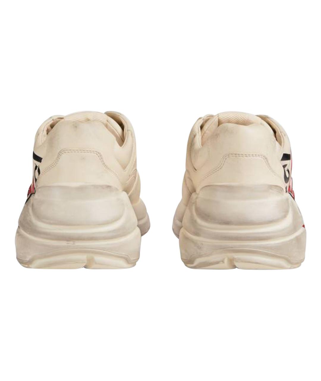 GUCCI Бежевые кожаные кроссовки, фото 5