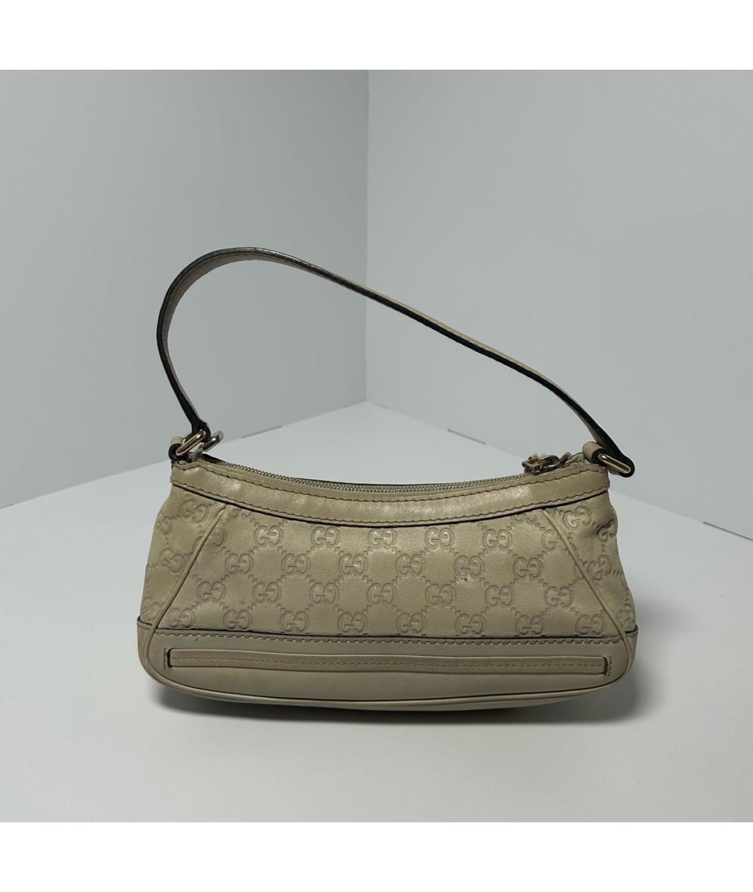 GUCCI Бежевая кожаная сумка с короткими ручками, фото 2