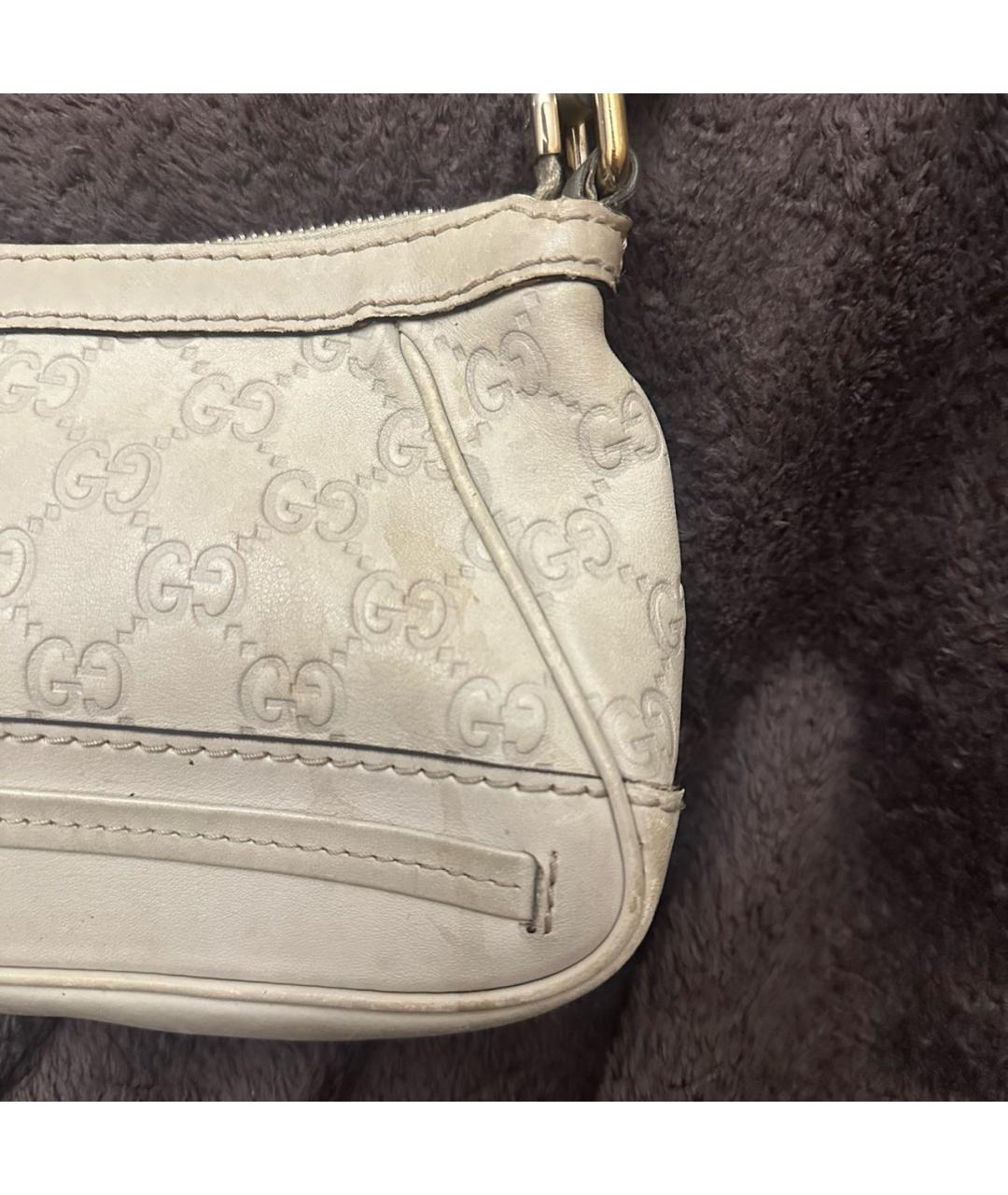 GUCCI Бежевая кожаная сумка с короткими ручками, фото 6
