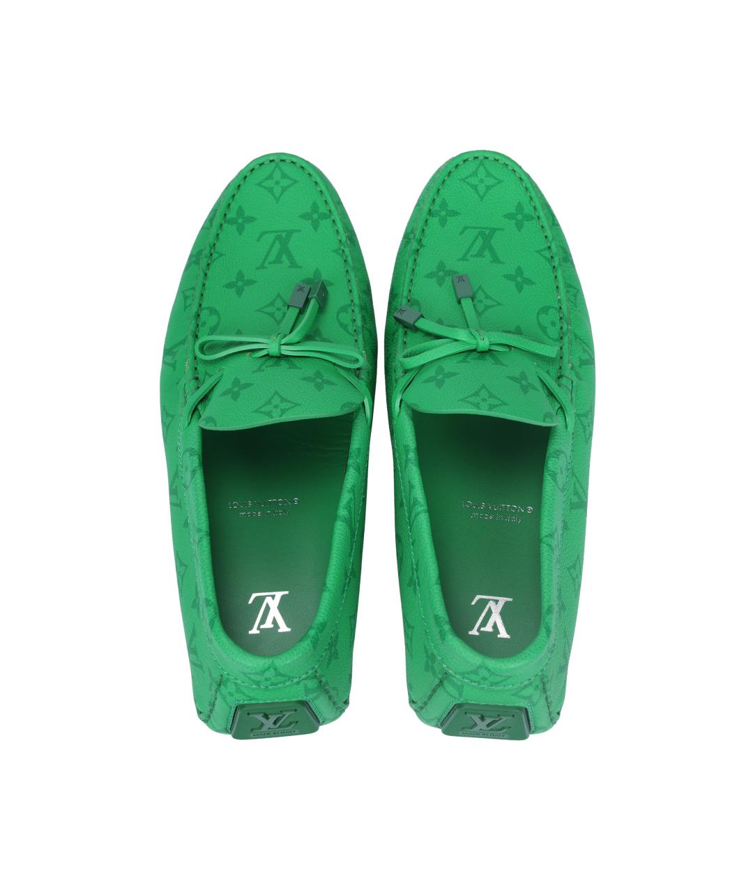 LOUIS VUITTON Зеленые кожаные лоферы, фото 3