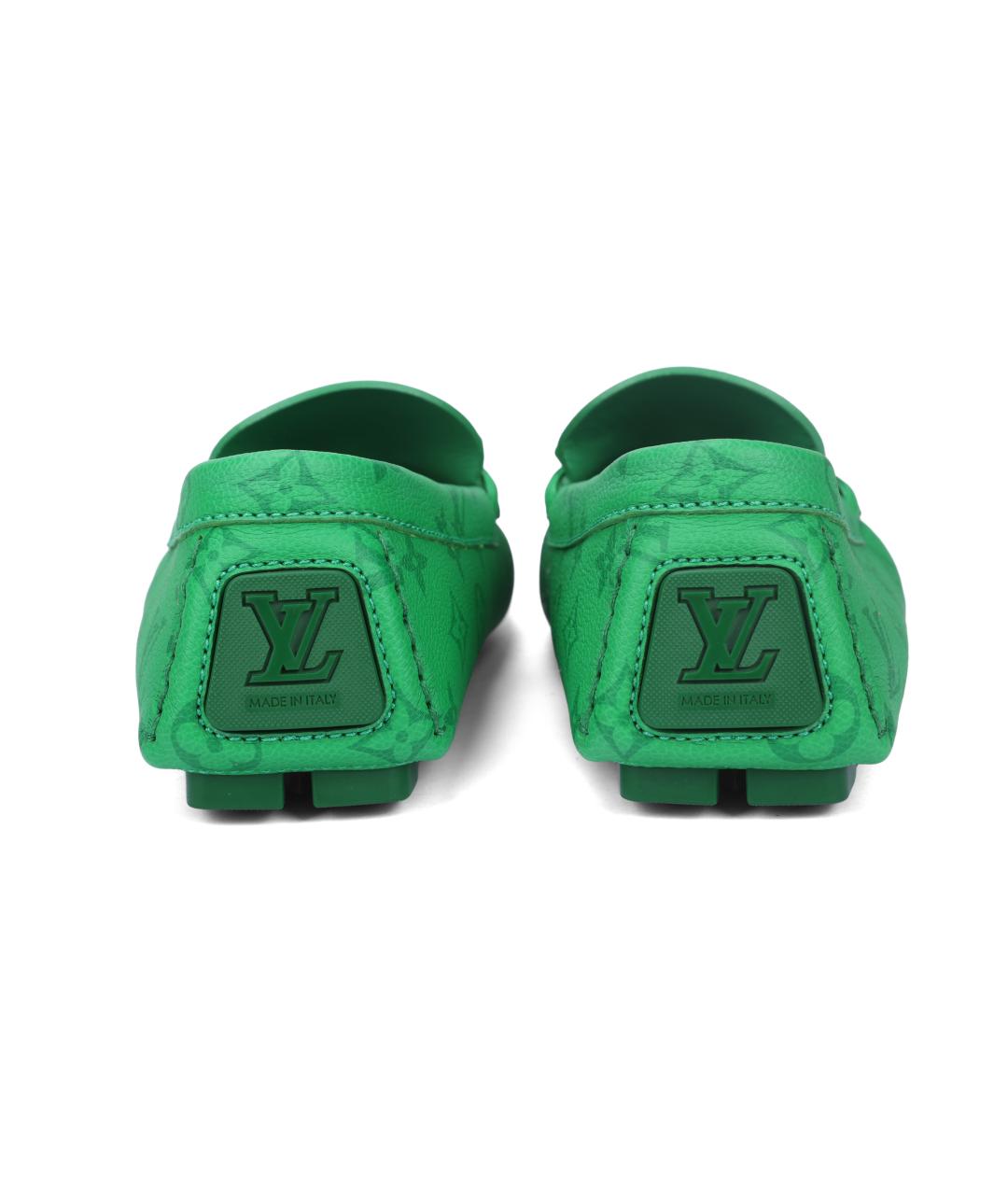 LOUIS VUITTON Зеленые кожаные лоферы, фото 4