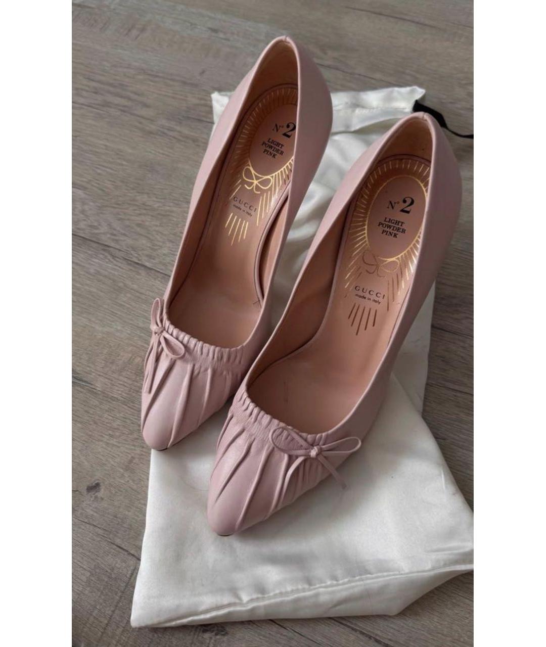 GUCCI Розовые кожаные туфли, фото 2