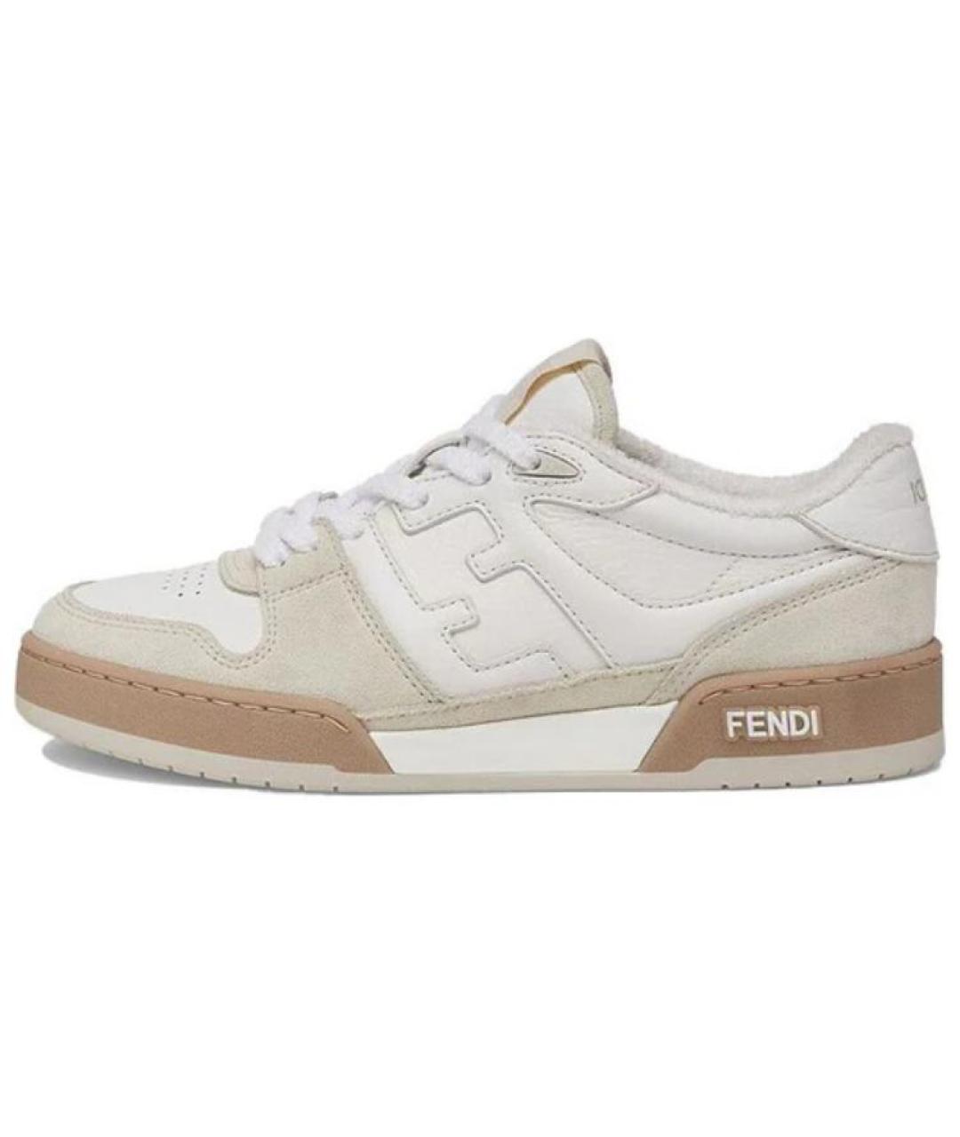 FENDI Белые кожаные низкие кроссовки / кеды, фото 2