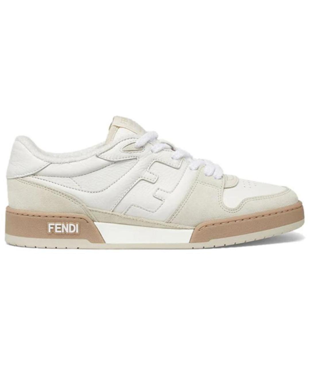 FENDI Белые кожаные низкие кроссовки / кеды, фото 6