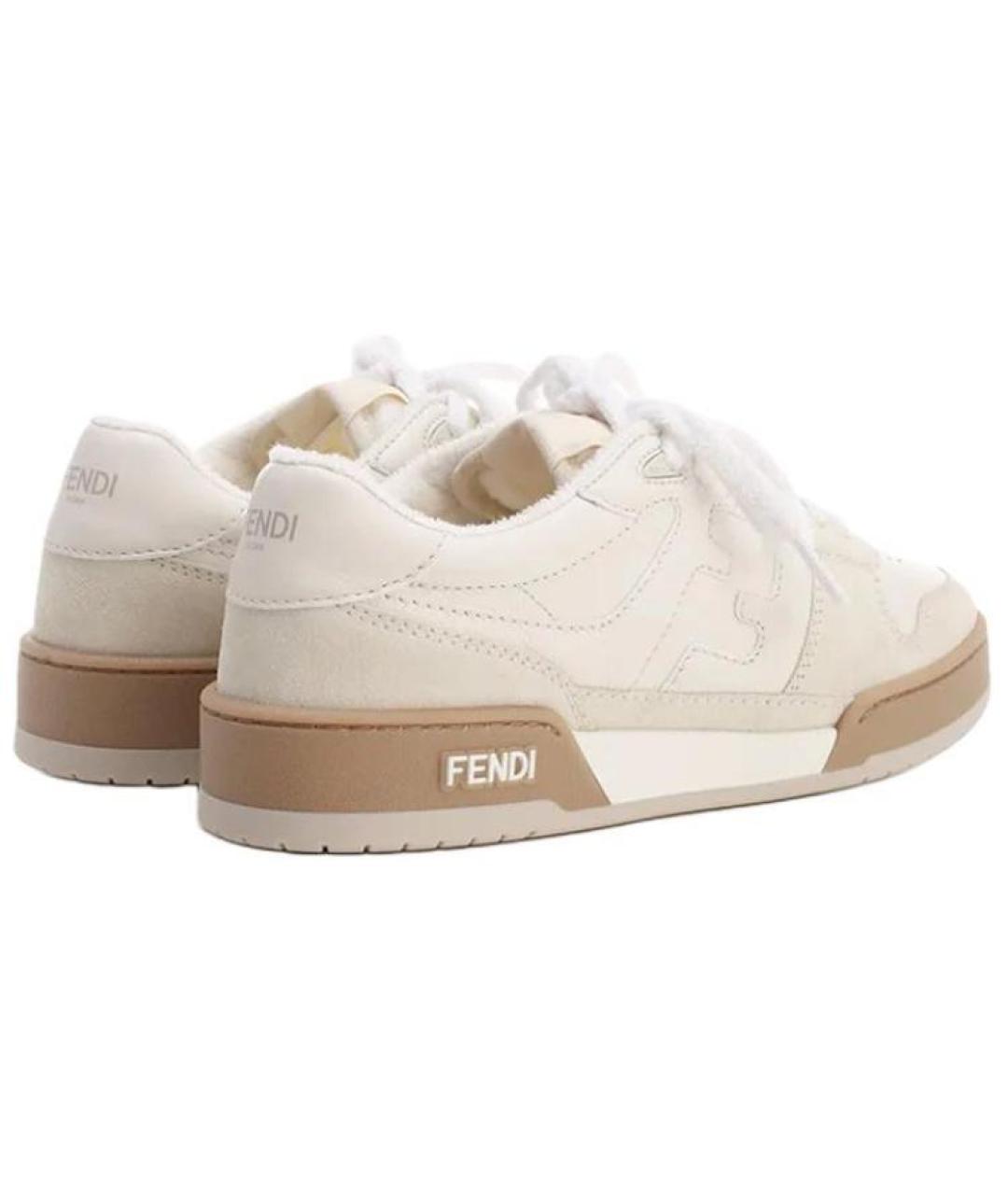 FENDI Белые кожаные низкие кроссовки / кеды, фото 4