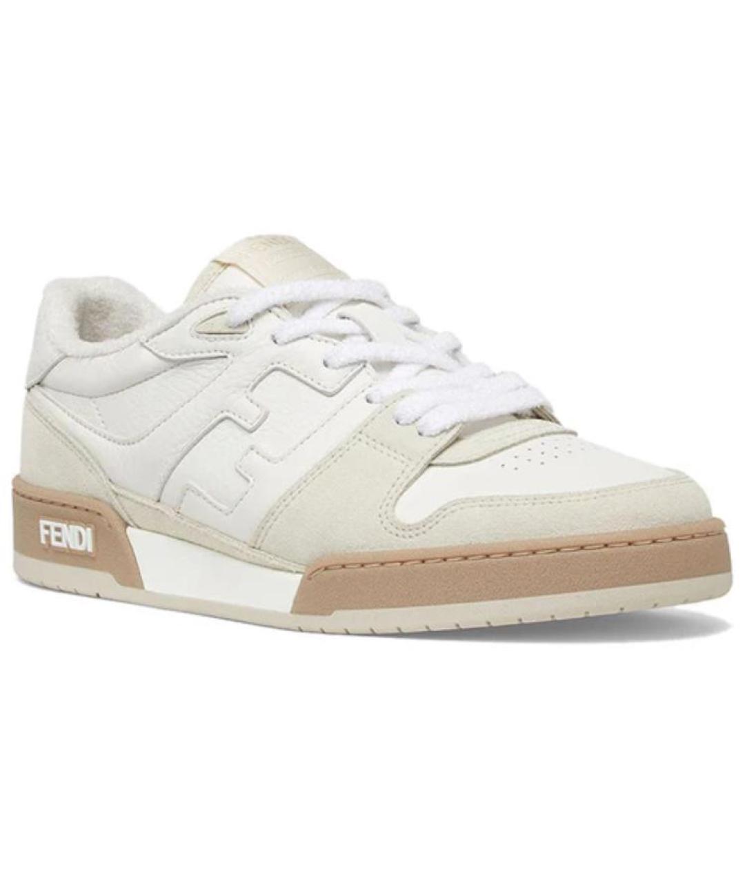 FENDI Белые кожаные низкие кроссовки / кеды, фото 3