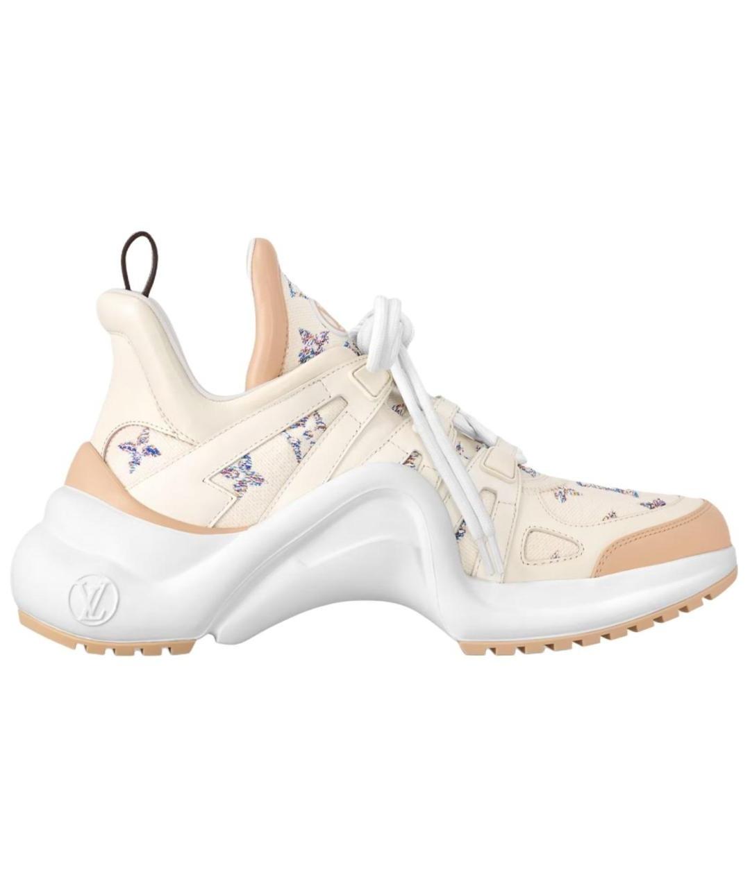 LOUIS VUITTON Бежевые кожаные кроссовки, фото 1