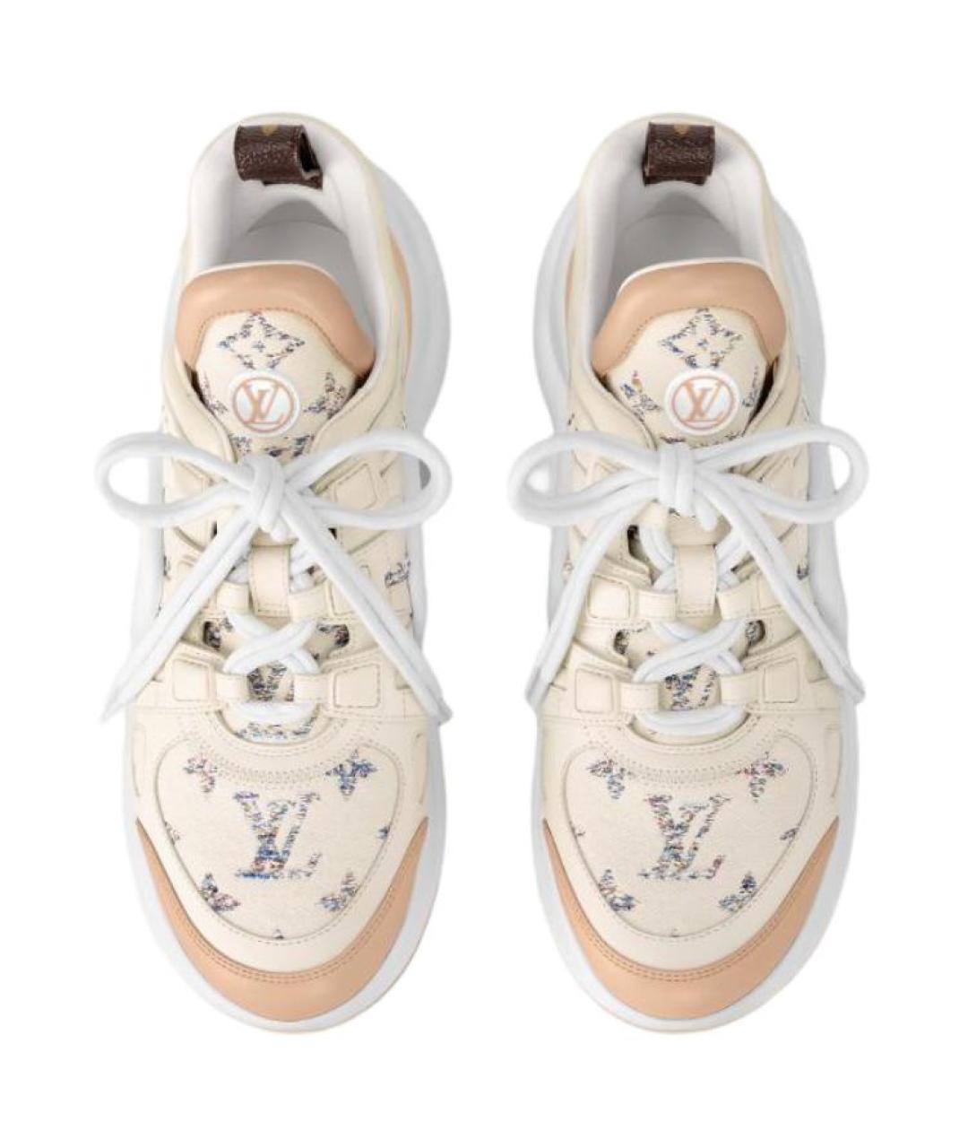 LOUIS VUITTON Бежевые кожаные кроссовки, фото 3