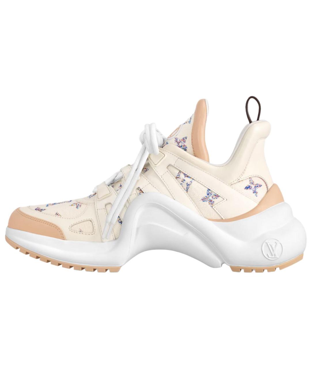 LOUIS VUITTON Бежевые кожаные кроссовки, фото 4