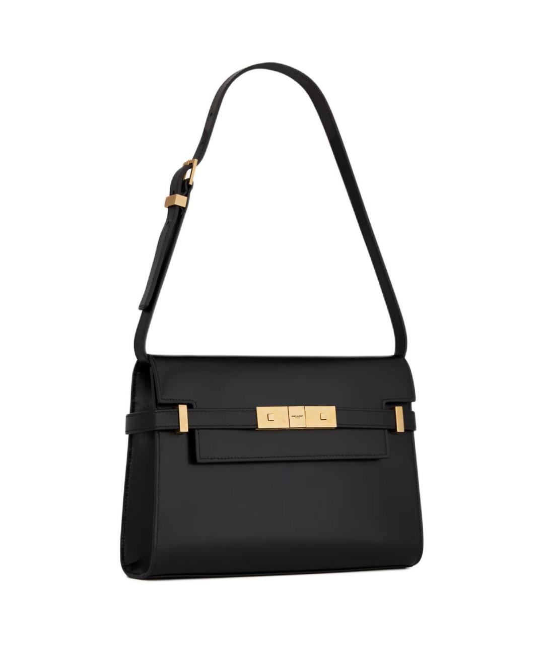 SAINT LAURENT Черная кожаная сумка через плечо, фото 2