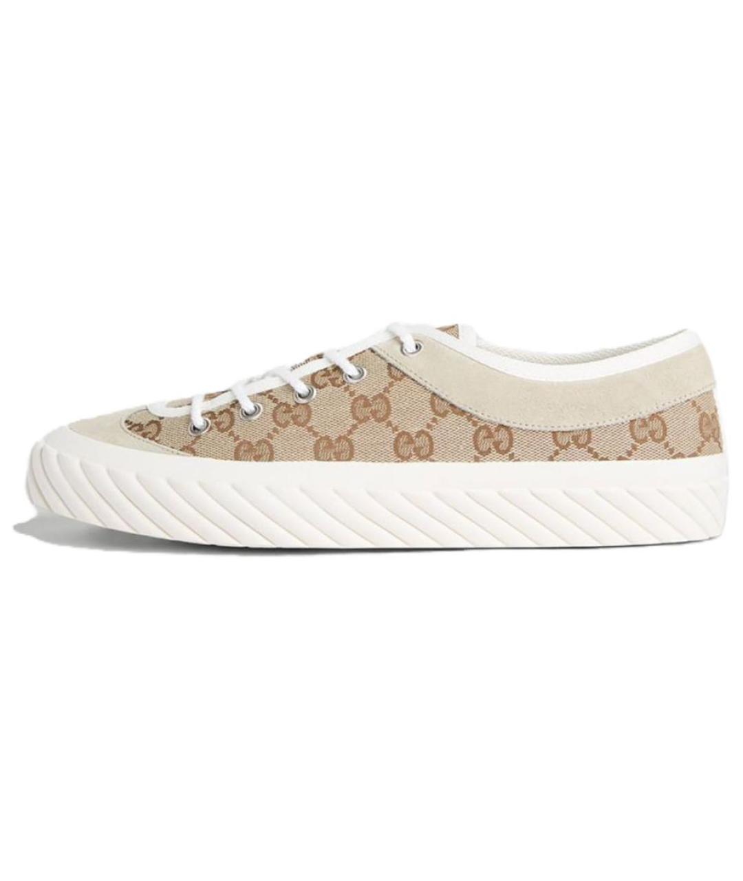 GUCCI Бежевые текстильные низкие кроссовки / кеды, фото 2