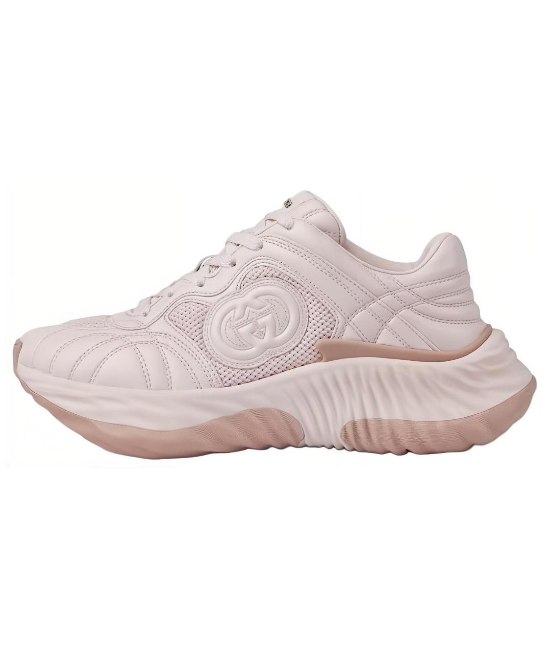 GUCCI Розовые кожаные кроссовки, фото 6