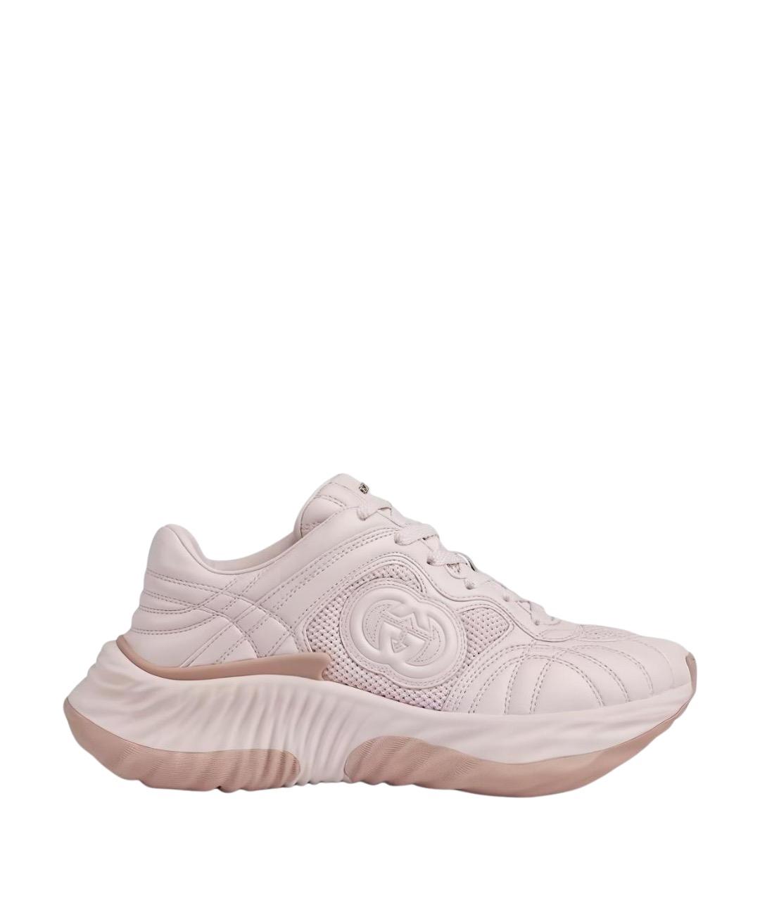 GUCCI Розовые кожаные кроссовки, фото 1