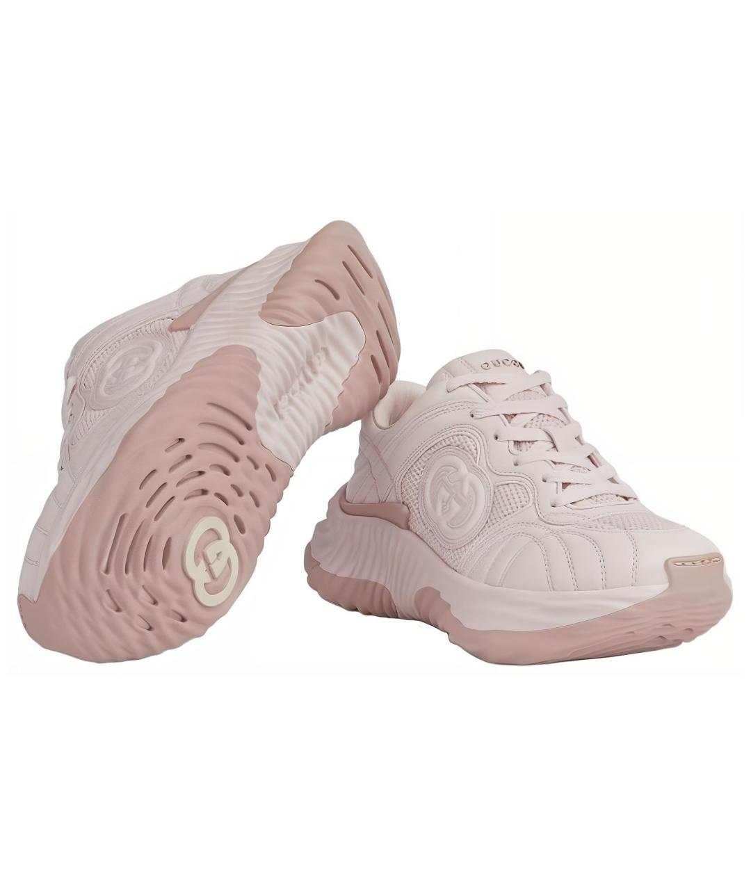 GUCCI Розовые кожаные кроссовки, фото 5