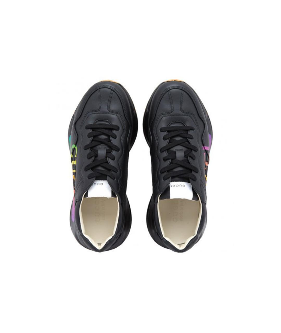 GUCCI Черные кожаные высокие кроссовки / кеды, фото 3